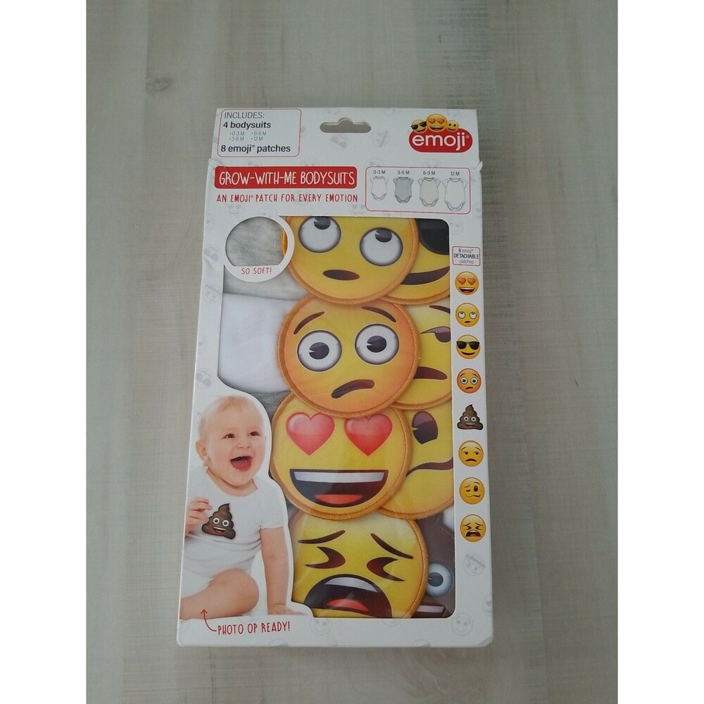BABY Photoshoot ~ Infant Emoji Grow-With-Me Bodysuits Sticker Instagram Facebook